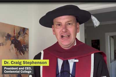 加拿大百年理工学院（Centennial College, CC)校长Craig博士向我校发来贺信